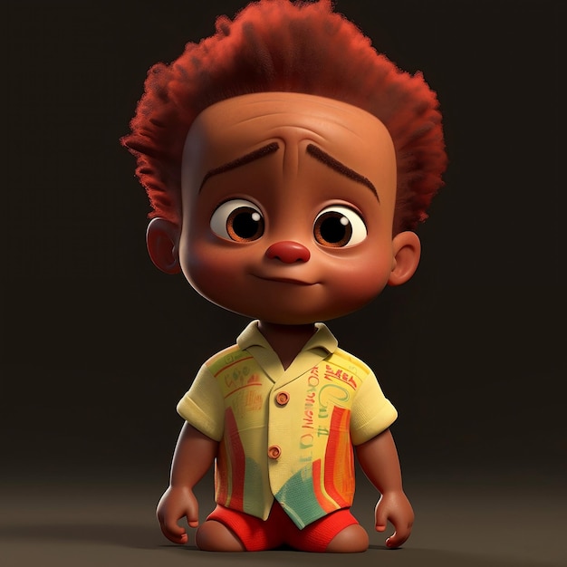 3d character of a little boy with red hair