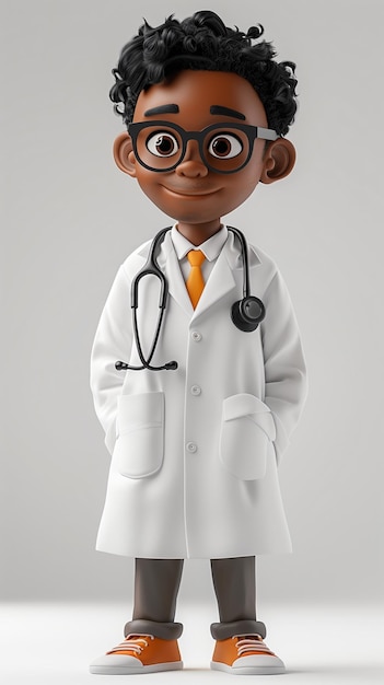 Photo 3d character male doctor on a white background generative ai