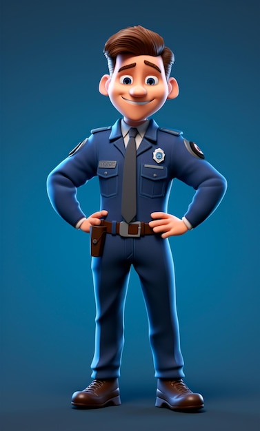 Photo 3d character model of a police officer