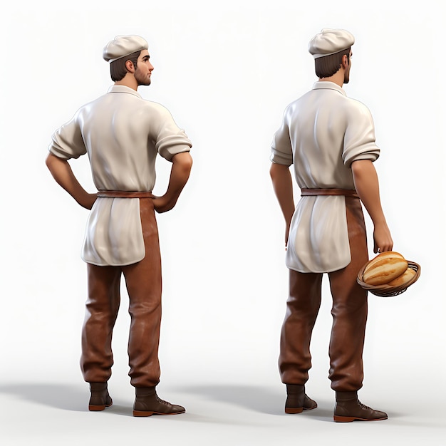 3D Character Model Simple Minimalist Sheets with Turnaround Concepts Showing Different Jobs