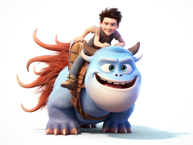 3D character portraits a child riding monster