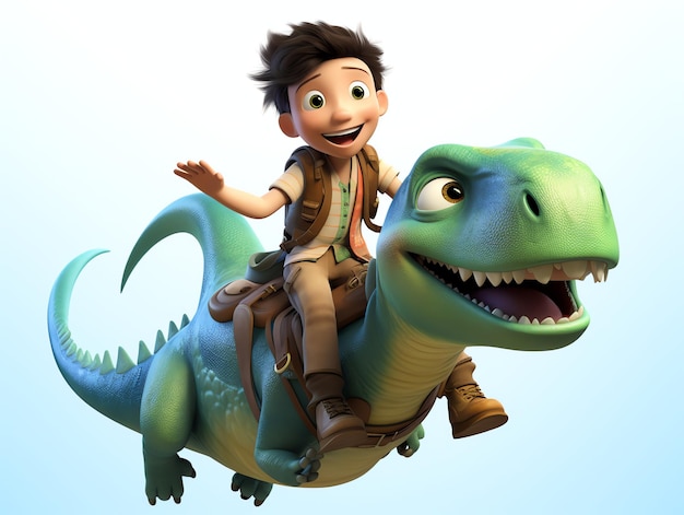 3D character portraits a child riding monster