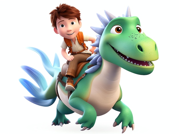 3D character portraits a child riding monster