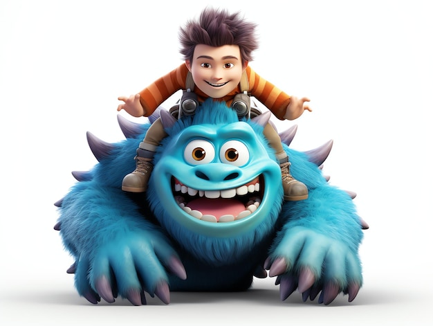 3D-персонаж изображает ребенка верхом на монстре