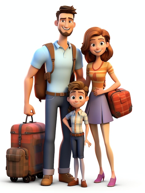 가족의 3D 캐릭터 초상화