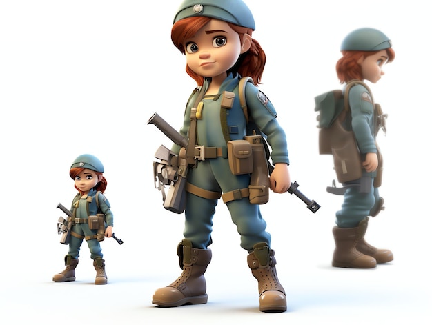 3D character portraits of young army