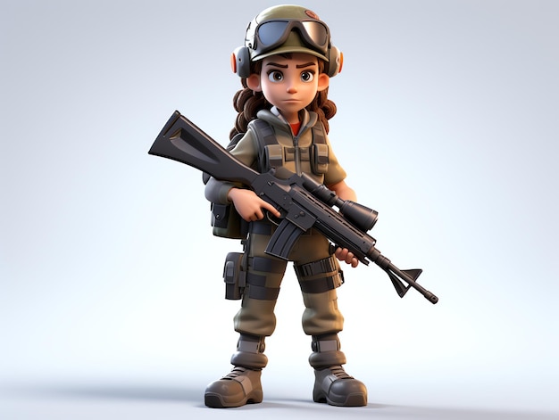 3D character portraits of young army