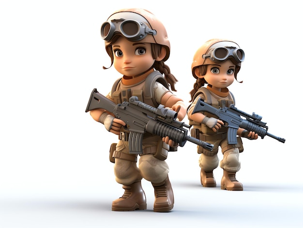 3D character portraits of young army