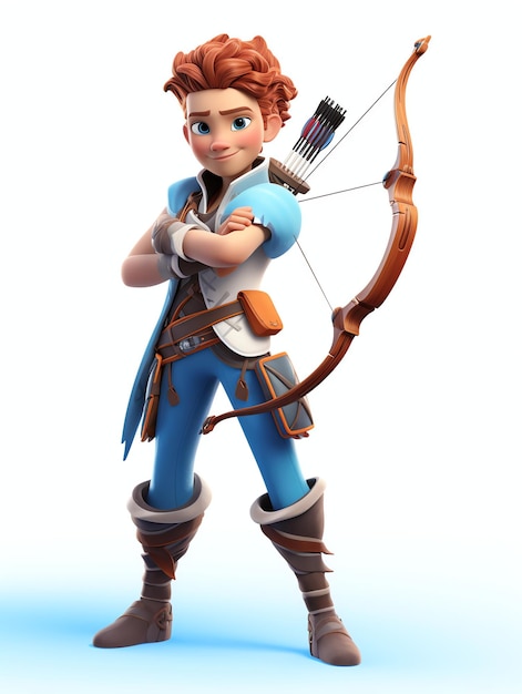 3D character portraits of young athlete archer