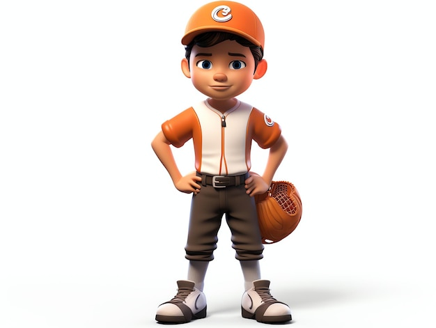 3D character portraits of young athlete baseball