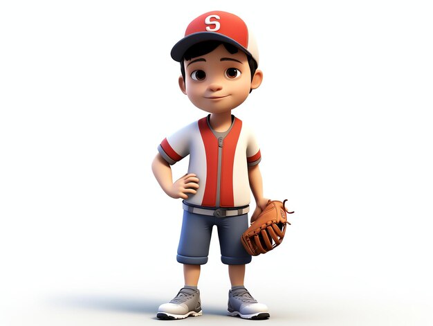 3D character portraits of young athlete baseball