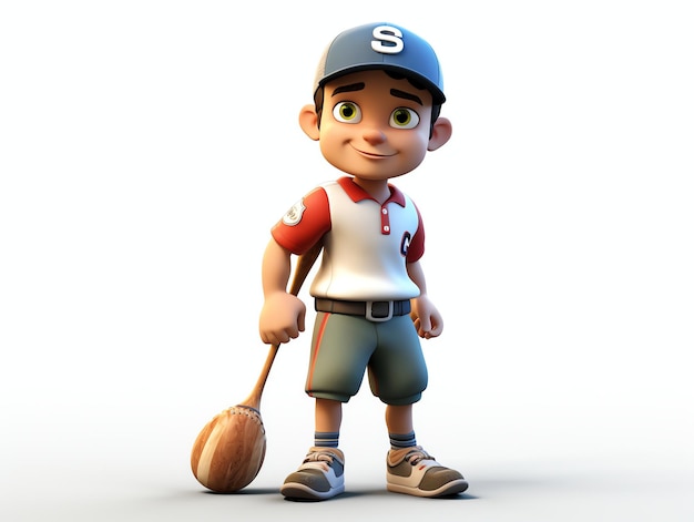 3D character portraits of young athlete baseball