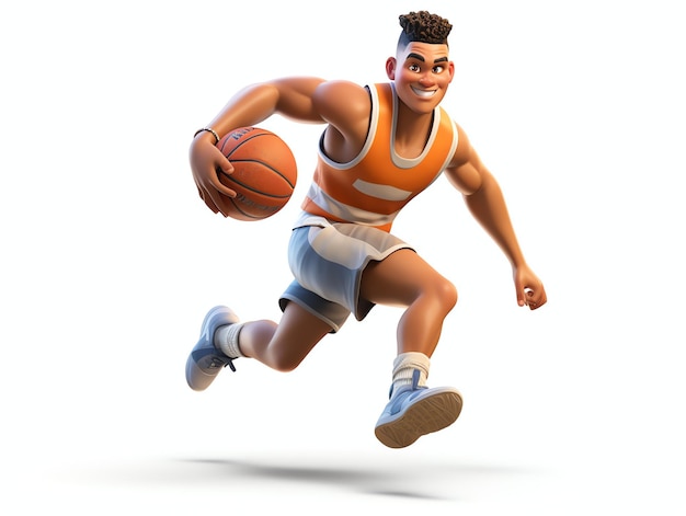 3D character portraits of young athlete basketball