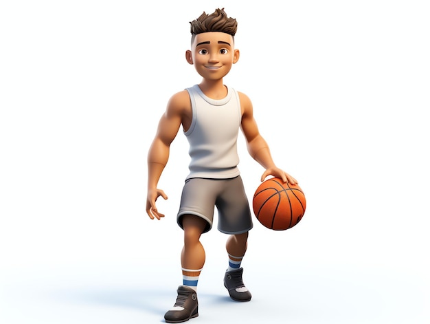 Photo 3d character portraits of young athlete basketball