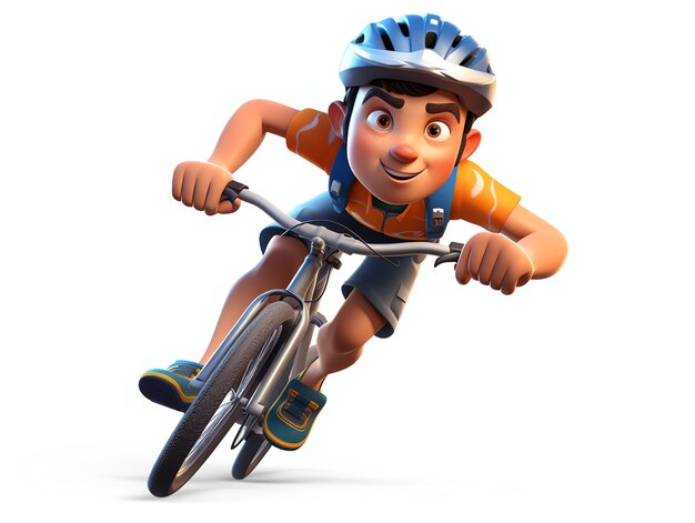 3D character portraits of young athlete bicycle