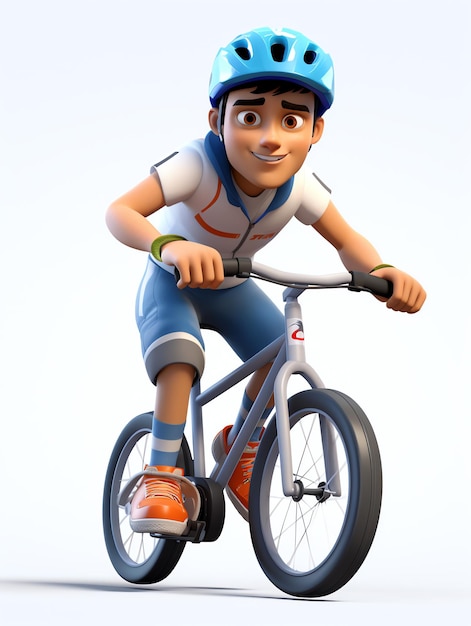 3D character portraits of young athlete bicycle