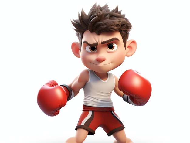 3D character portraits of young athlete boxing