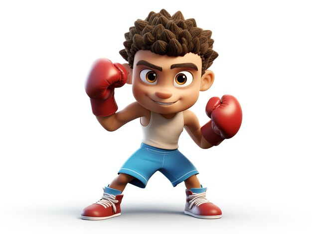 3D character portraits of young athlete boxing