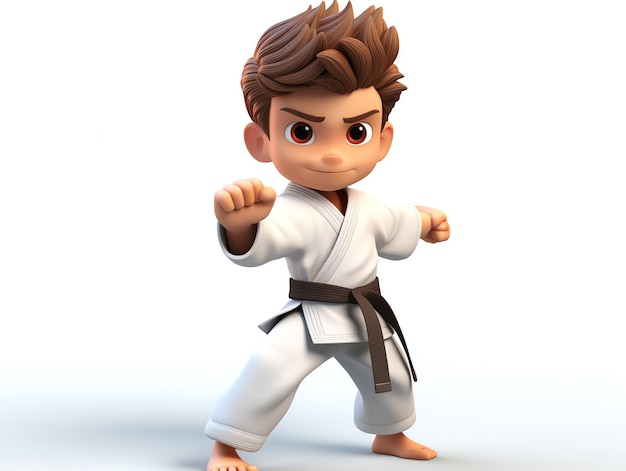 3D character portraits of young athlete karate