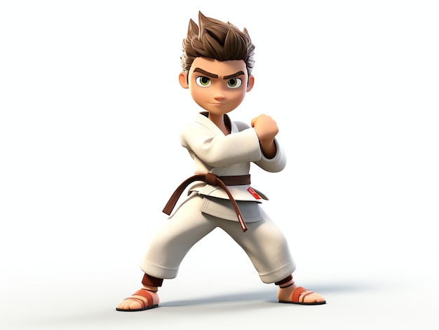 3D character portraits of young athlete karate