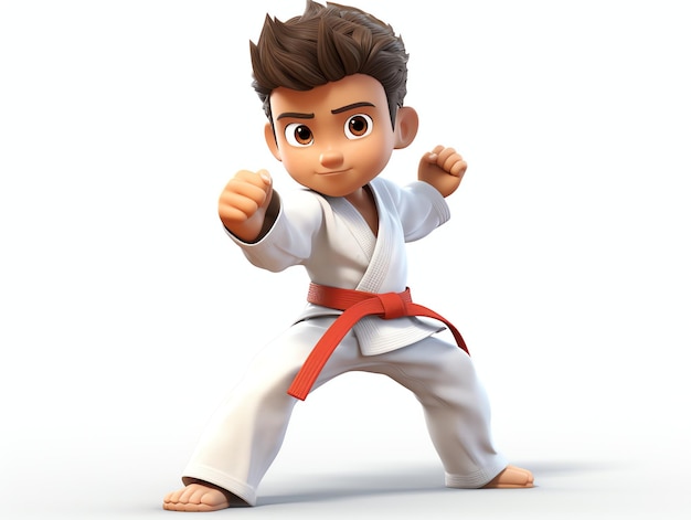 3D character portraits of young athlete karate