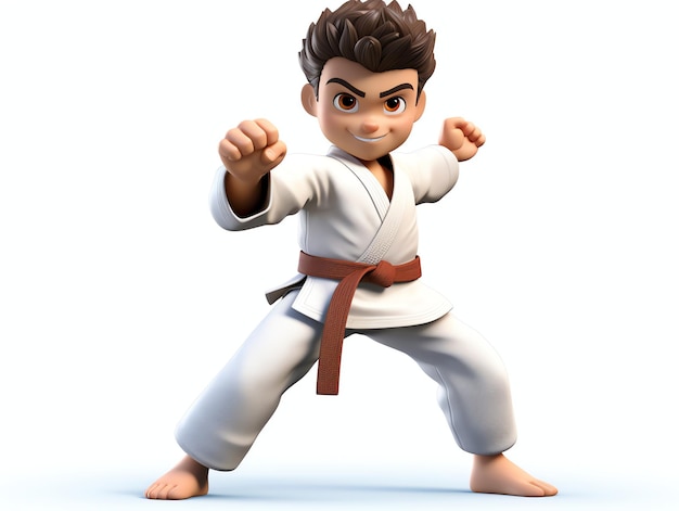 3D character portraits of young athlete karate