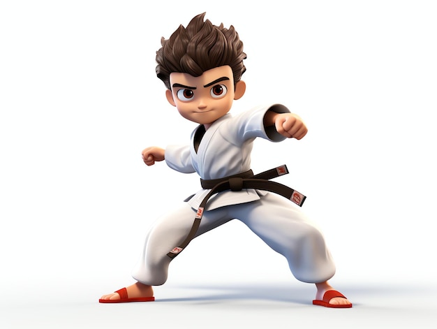 3D character portraits of young athlete karate