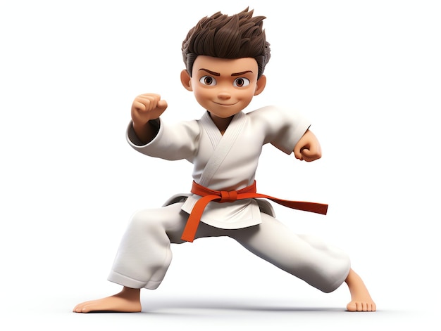 3D character portraits of young athlete karate