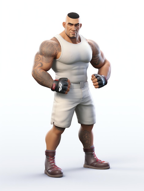 3D character portraits of young athlete mma ufc