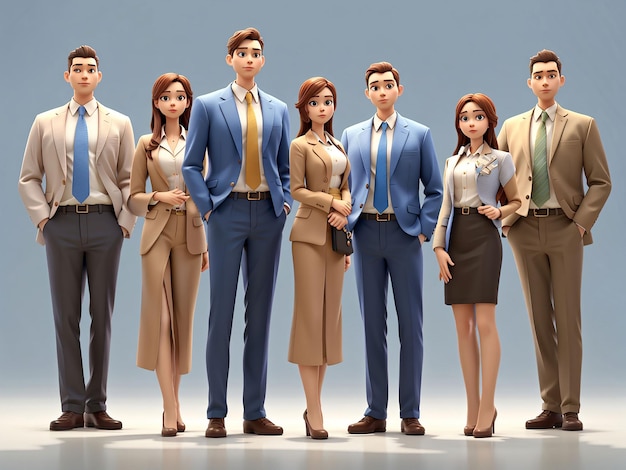 3d character render Accomplishment executives corporate line rain