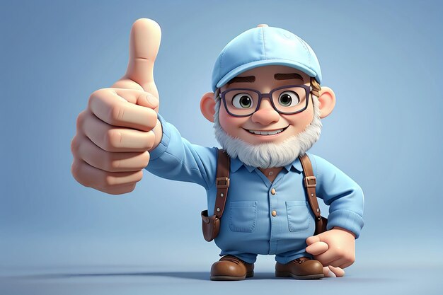 3d character showing thumbs up