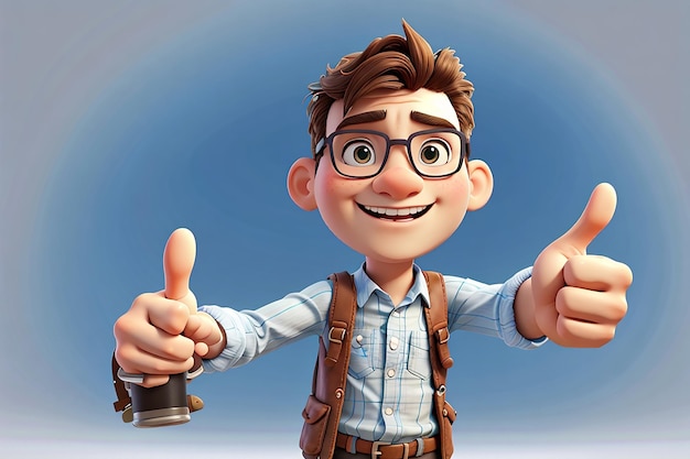 3d character showing thumbs up