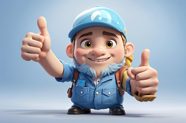 3d character showing thumbs up