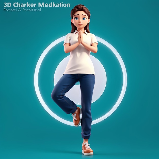 3d character stand meditation