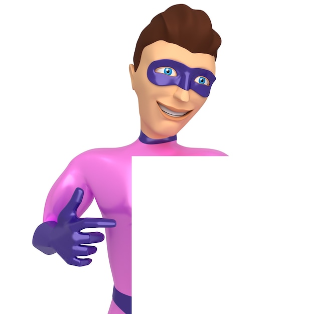 3d character in a superhero costume on a white