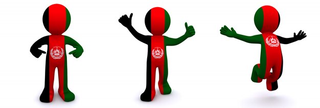 3d character textured with flag of Afghanistan