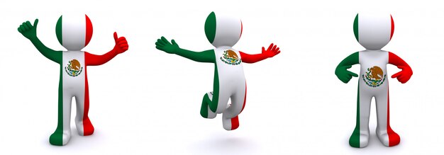 3d character textured with  flag of Mexico