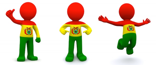 Фото 3d персонаж текстурированный с флагом боливии