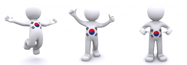 3d character textured with  flag of South Korea