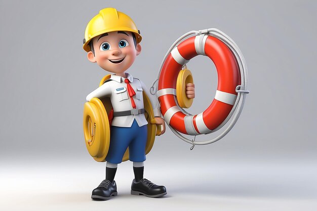 3D Character With Lifebuoy Euro Coin