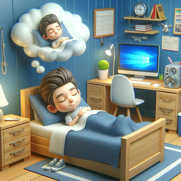 3D character world sleep day Social media banner poster