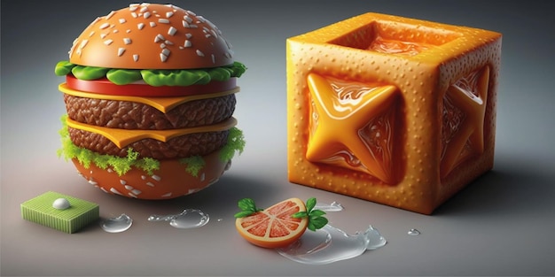 Photo 3d characters of cute food illustration