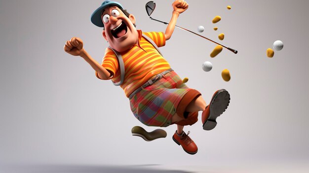 Foto personaggi 3d che trovano gioia nella sfida del golf