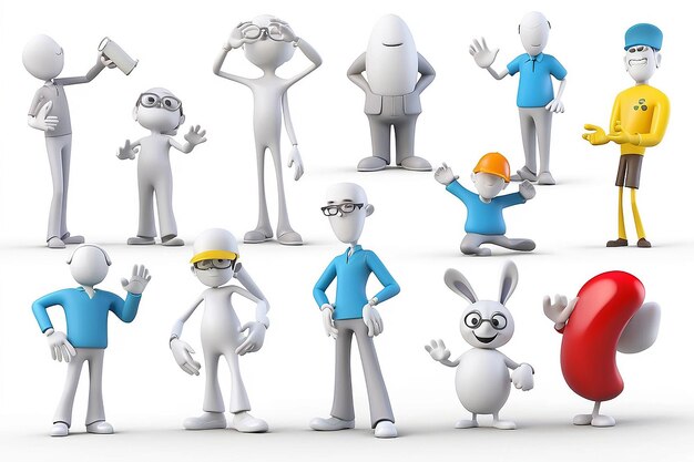 3d characters isolated on white background series