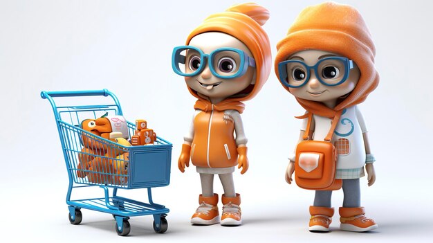 3D-персонажи принимают решение о покупке милые лица