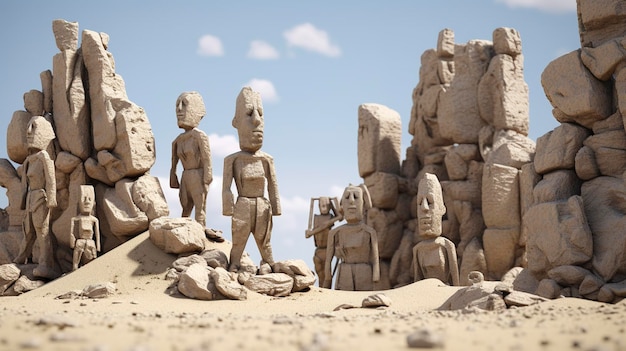 3D Characters in Stonecovered Beaches