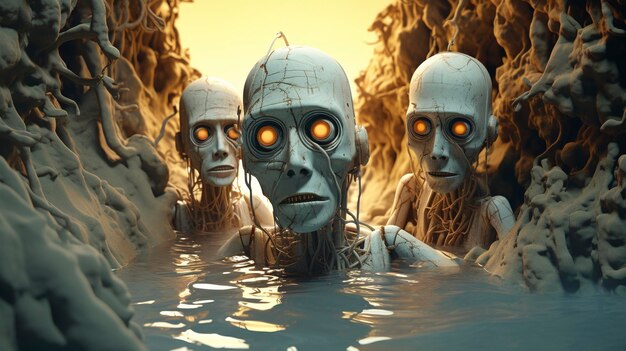 3D Characters using a drown camera in a sunken