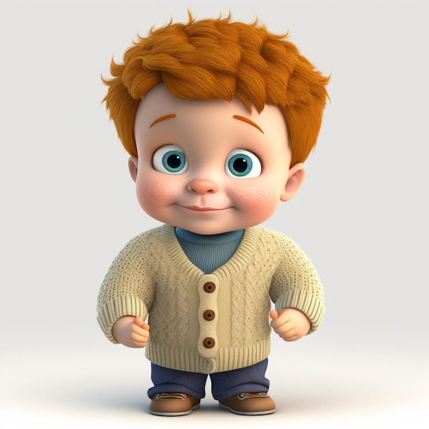 3d charapter cute boy happy