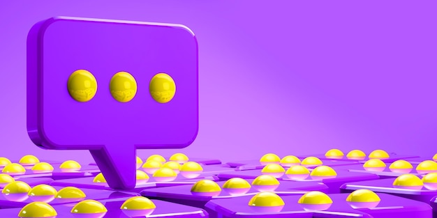 3d chat bubble icons purple background 3d rendering