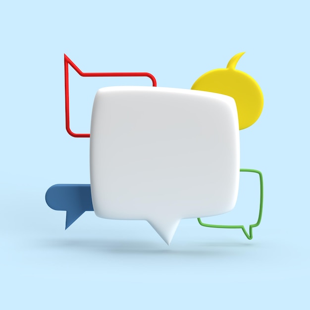 3D Chat Bubbles Minimal Concept of Social Media Messages 3D Illustrations